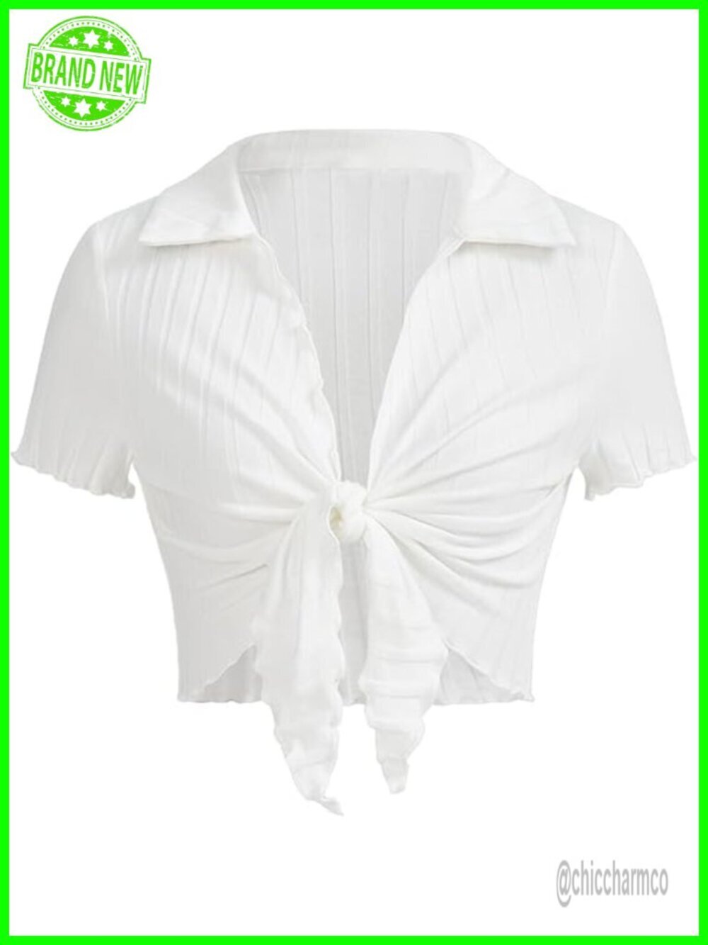 Women Tie Front Crop Top Deep V Neck Y2k Going Out Rave Shirt